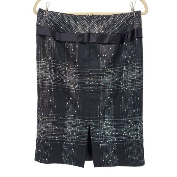 Nanette Lepore Wool Blend Plaid Black White Pencil Skirt Womens 6 - Picture 4 of 7